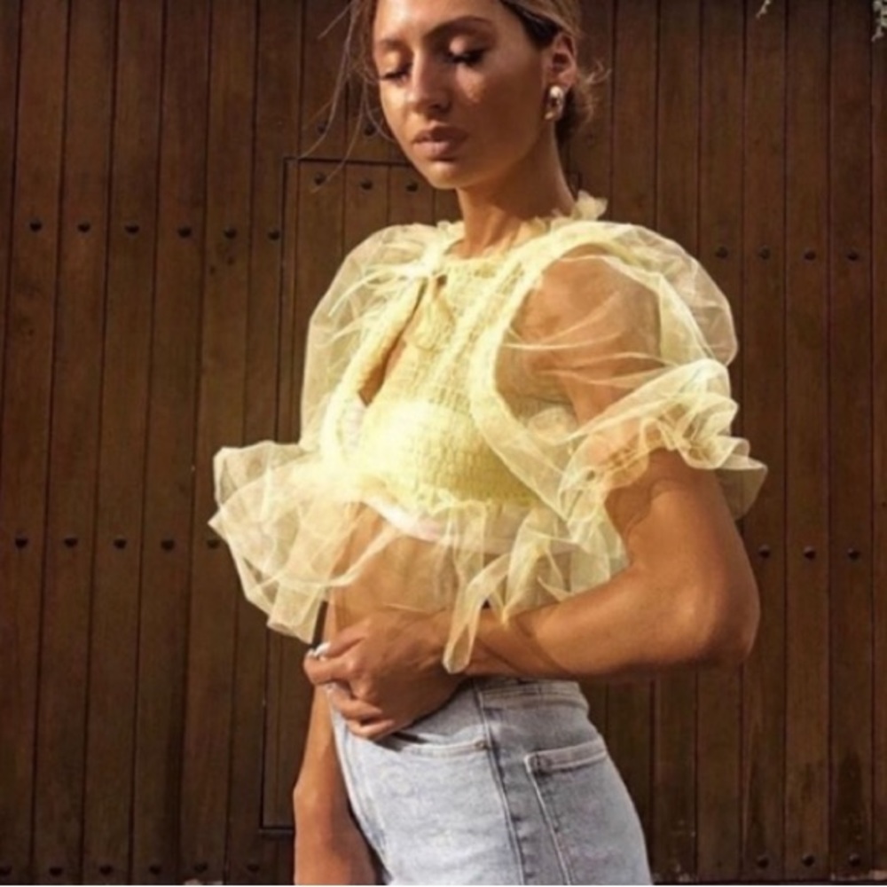 ZARA VOLUMINOUS TULLE TOP - Picture 3 of 5